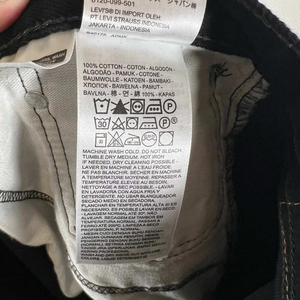 Levis 505 Regular‎ Fit Straight Leg Black Denim Jeans Mens W42 L32 100% Cotton